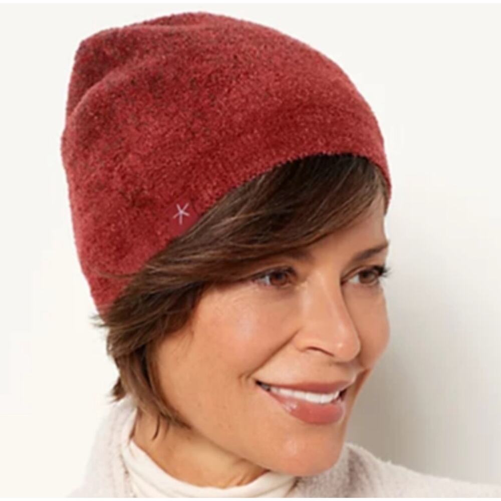 NWT Barefoot Dreams Barefoot Dreams CozyChic Confetti Beanie Crimson Rosewood